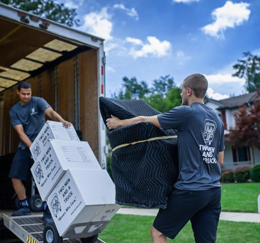 Moving company team working